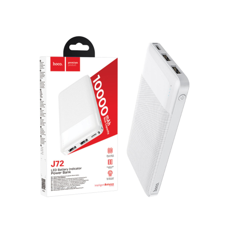 Baterii Externe - Baterie Externa Hoco Premium J72, 2xUSB-A, 10.000 MAh, White – Hoco J72