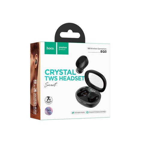 Casti Wireless - Casti Wireless, Ear Buds, BT 5.3, 150h StandBy, 300mAh, Smart True, Black – Hoco EQ3