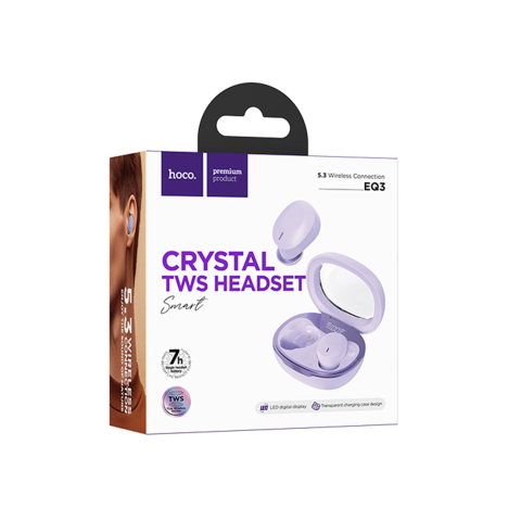 Casti Wireless - Casti Wireless, Ear Buds, BT 5.3, 150h StandBy, 300mAh, Smart True, Purple – Hoco EQ3