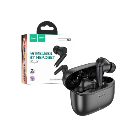 Casti Wireless - Casti Wireless, Ear Buds, BT 5.3, 180h StandBy, 300mAh, Thought, Black – Hoco EQ2