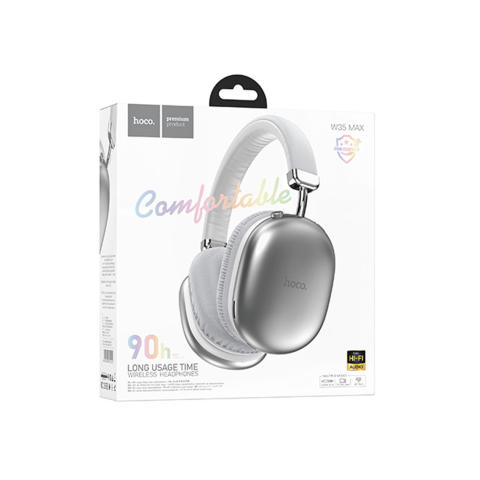 Casti ON-EAR - Casti Wireless, Over Ear, BT 5.3, 200h StandBy, Max Joy | Silver – Hoco W35 Max