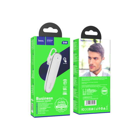 Handsfree - Accesorii Handsfree, In Ear, BT 5.0, 200h StandBy, 150mAh, Driving, SP, Young, White – Hoco E49