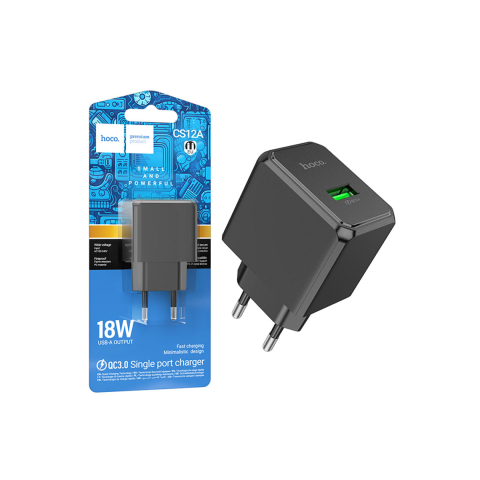 Incarcatoare Retea - Adaptor Incarcator, 18W, 1xUSB-A, QC 3.0, Standard, Black – Hoco CS12A
