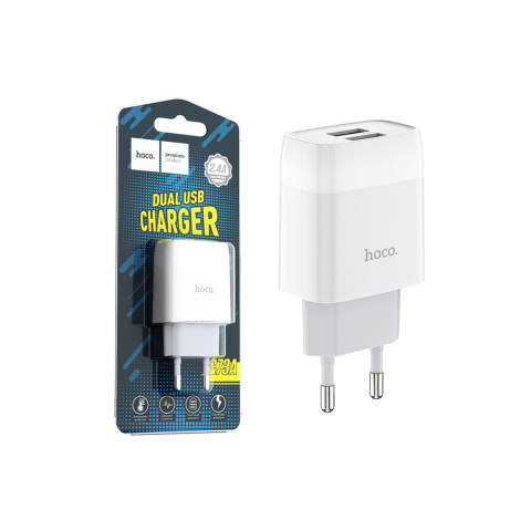 Incarcatoare Retea - Adaptor Incarcator, 18W, 2xUSB-A, QC 3.0, White – Hoco C73A