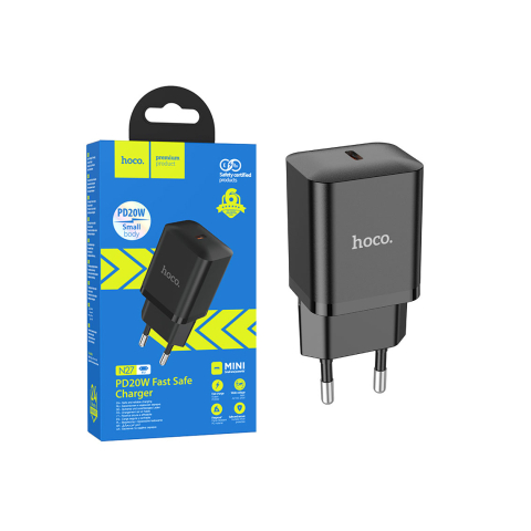 Incarcatoare Retea - Adaptor Incarcator, 20W, 1xUSB-C, PD, Black – Hoco N27