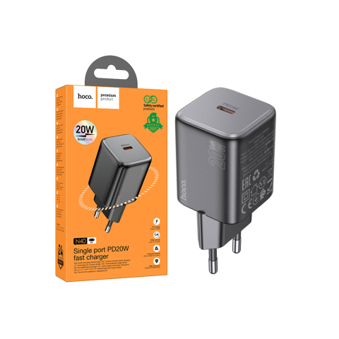Incarcatoare Retea - Adaptor Incarcator, 20W, 1xUSB-C, PD, Black – Hoco N40