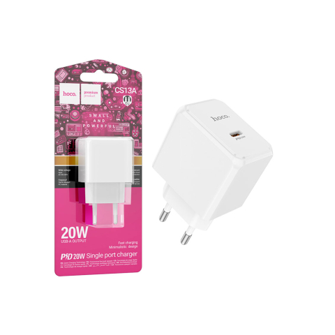 Incarcatoare si Baterii Externe - Adaptor Incarcator, 20W, 1xUSB-C, PD, White – Hoco CS13A