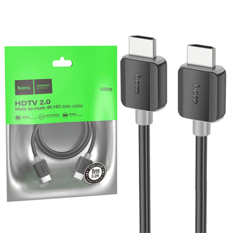 Cabluri HDMI - Cablu Audio si Video, HDMI la HDMI, 4K HD, 1m, Black – Hoco US08