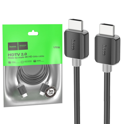 Cabluri HDMI - Cablu Audio si Video, HDMI la HDMI, 4K HD, 3m, Black – Hoco US08