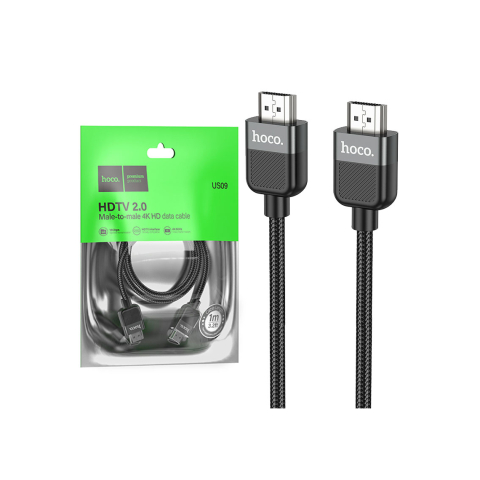 Cabluri HDMI - Cablu Audio si Video, HDMI la HDMI, 4K HD, Braided, 1m, Black – Hoco US09