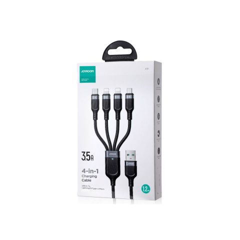 Cabluri 2in1 / 3in1 - Cablu Date si Incarcare, USB-A la 2x Lightning/microUSB/USB-C, 3.5A, 4in1, 1.2m, BLACK – Joyroom S-A18