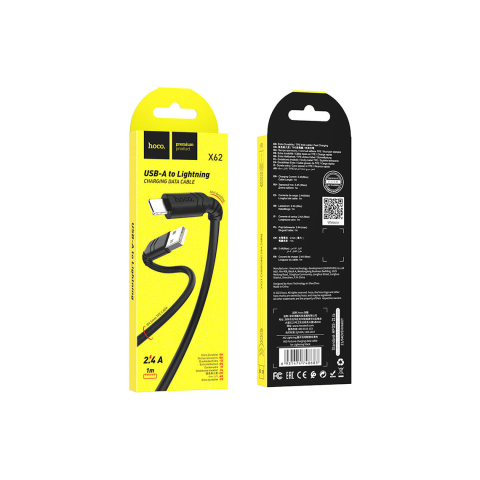 Cabluri de date telefoane - Cablu Date si Incarcare, USB-A la Lightning, 18W, 2.4A, 1m, Black – Hoco X62