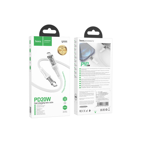 Cabluri de date telefoane - Cablu Date si Incarcare, USB-C la Lightning, PD20W, QC3.0, 1m, Gray – Hoco U111