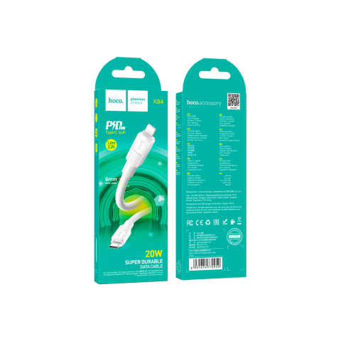 Cabluri de date telefoane - Cablu Date si Incarcare, USB-C la Lightning, PD20W, QC3.0, 1m, White – Hoco X84