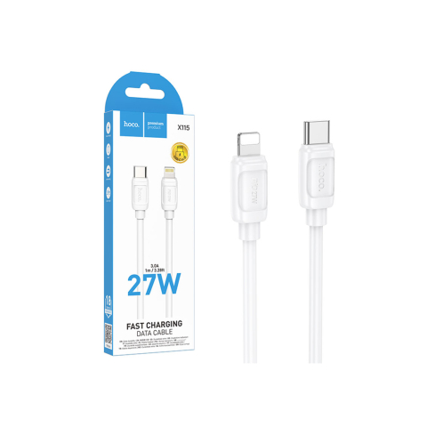 Cabluri de date telefoane - Cablu Date si Incarcare, USB-C la Lightning, PD27W, QC3.0, 1m, WHITE – Hoco X115