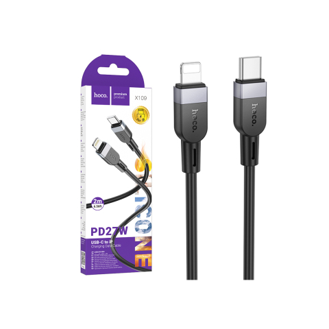 Cabluri de date telefoane - Cablu Date si Incarcare, USB-C la Lightning, PD27W, QC3.0, 2m, BLACK – Hoco X109