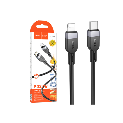 Cabluri de date telefoane - Cablu Date si Incarcare, USB-C la Lightning, PD27W, QC3.0, 3m, BLACK – Hoco X109