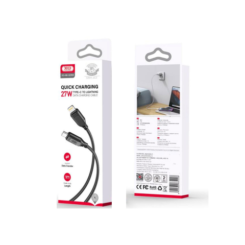 Cabluri de date telefoane - Cablu Date si Incarcare, USB-C la Lightning, PD27W, QC3.0, Braided, 1m, Black – XO NB-Q236A