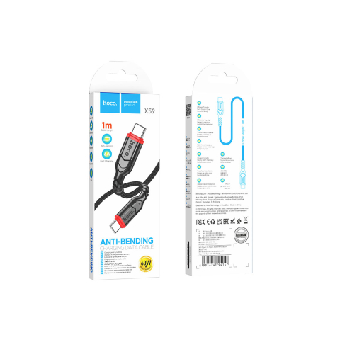 Cabluri de date telefoane - Cablu Date si Incarcare, USB-C, PD60W, QC3.0, 1m | Blue – Hoco X59