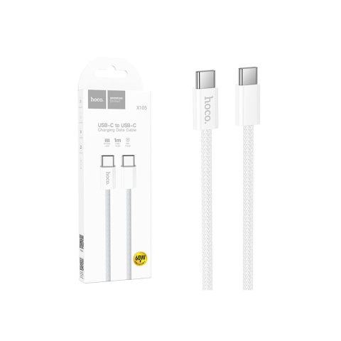 Cabluri de date telefoane - Cablu Date si Incarcare, USB-C, PD60W, QC3.0, 3A, Braided, 1m, White – Hoco X105