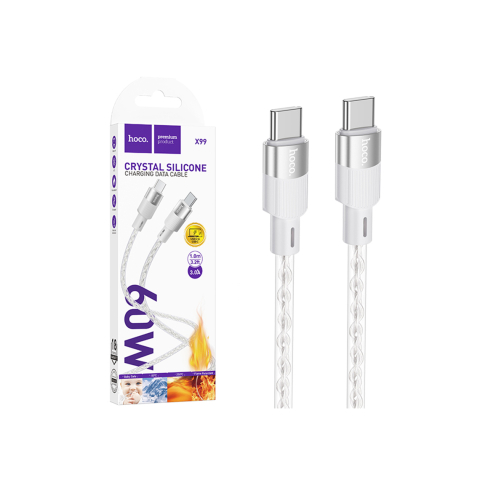 Cabluri de date telefoane - Cablu Date si Incarcare, USB-C, PD60W, QC3.0, 3A, Crystal, 1m, GRAY – Hoco X99