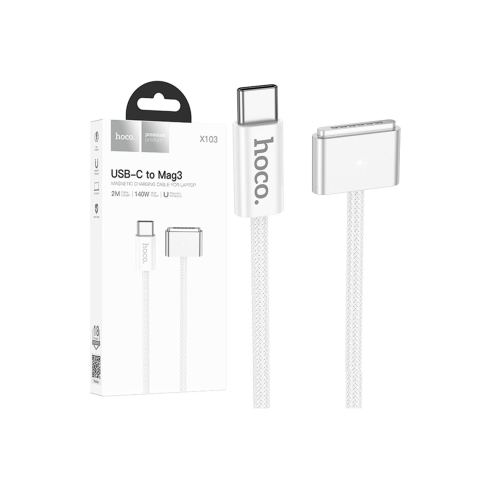 Cabluri de date telefoane - Cablu Incarcare Magnetic USB-C la Mag3, 140W, 2M, White – Hoco X103