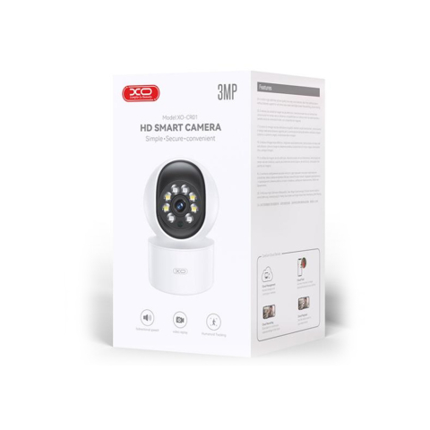 Sisteme de supraveghere - Cameră video de supraveghere interior, 3MP, Wi‑Fi 2.4G, Night Vision IR – XO CR01