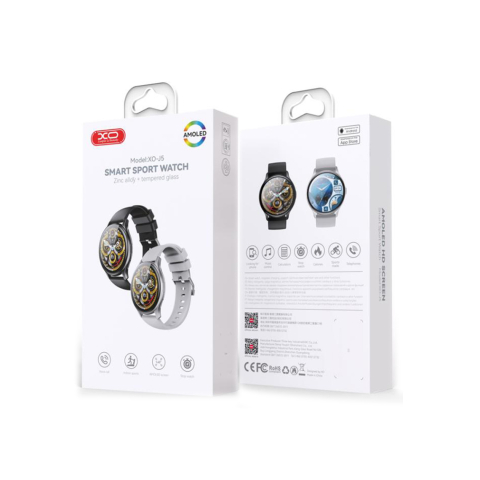 Smartwatch si Accesorii - Ceas smartwatch, AMOLED, BT 5.0, 260mAh, Screen Pearl, Round Sport, Silver – XO J5