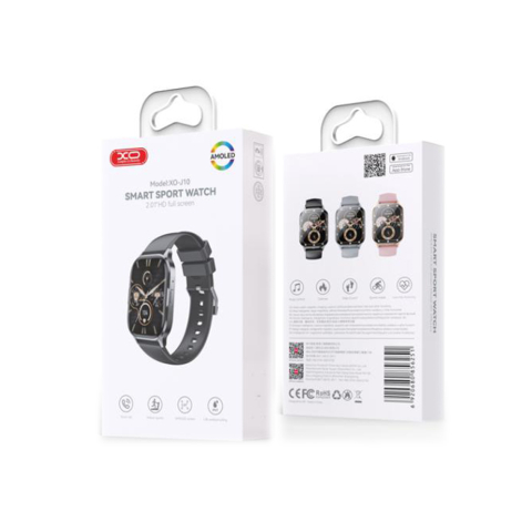 Smartwatch si Accesorii - Ceas smartwatch, AMOLED, Star Mist, Square Sport, Black – XO J10