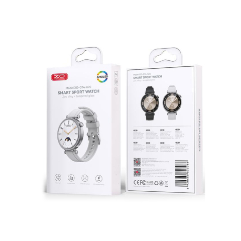 Smartwatch si Accesorii - Ceas smartwatch, AMOLED, Wireless, IP68, functii multiple, Talking, Silver – XO GT4 Mini