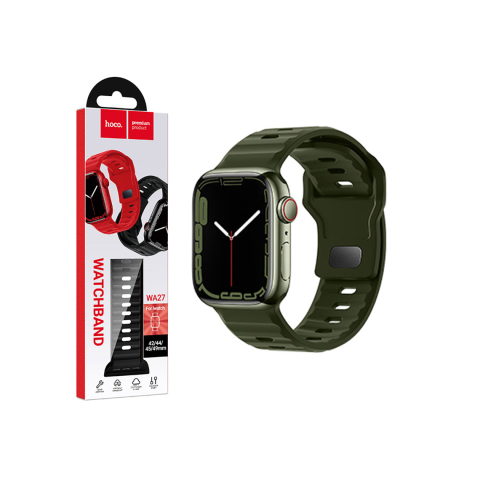 Smartwatch si Accesorii - Curea Apple Watch, Silicon – Hoco Accesorii Curea silicon, pentru iWatch, Universal Size - Flexibile Band, Stepped, Army Green – Hoco WA27