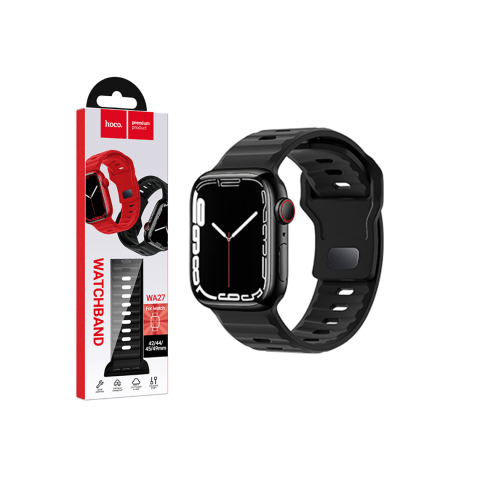 Smartwatch si Accesorii - Curea Apple Watch, Silicon – Hoco Accesorii Curea silicon, pentru iWatch, Universal Size - Flexibile Band, Stepped, Black – Hoco WA27