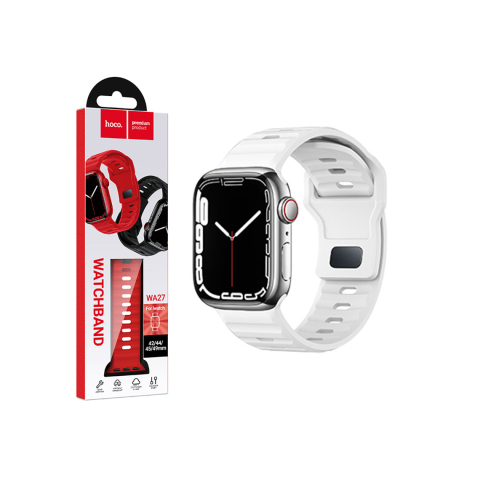 Curele - Curea Apple Watch, Silicon – Hoco Accesorii Curea silicon, pentru iWatch, Universal Size - Flexibile Band, Stepped, White – Hoco WA27