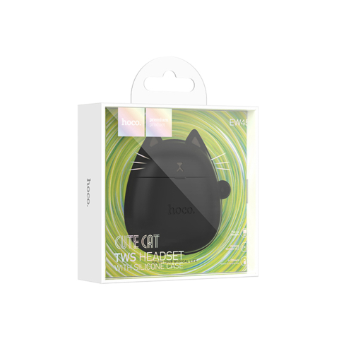 Casti Wireless - Casti Wireless, Ear Buds, BT 5.3, 200mAh, + CatCase, Magic/BLACK – Hoco EW45