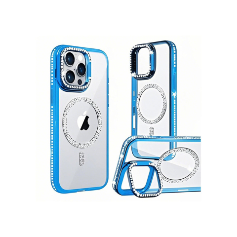 Huse telefoane - Husa iPhone 14 Pro » Crystal Plated MagCase, CamStand, Blue