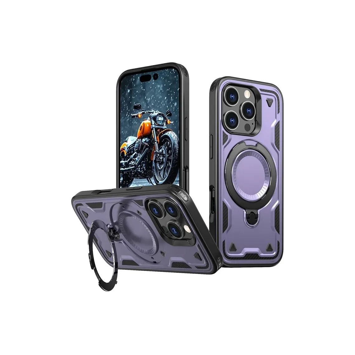 Huse telefoane - Husa iPhone 14 Pro » Hybrid Armor MagRing, MultiAngle, Purple