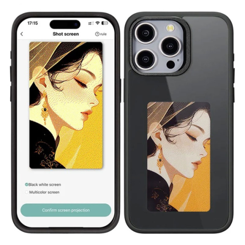 Huse telefoane - Husa iPhone 14 Pro » InkLed ShockProof, cu Ecran Digital, Microfiber, PC+TPU, Black