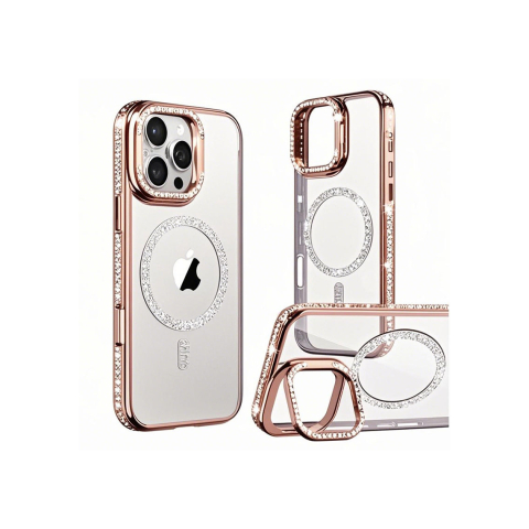 iPhone 15 Pro - Husa iPhone 15 Pro » Crystal Plated MagCase, CamStand, Rose