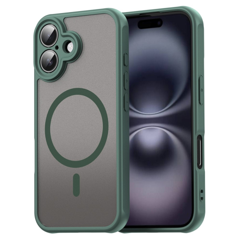 iPhone 16 - Husa iPhone 16 MagFrost Protective Case, Grey/Green