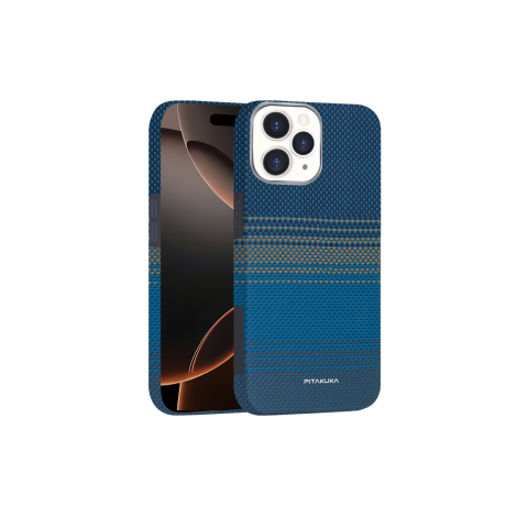 iPhone 16 Pro - Husa iPhone 16 Pro » Aramid PTK Kevlar Fiber, cu MagSafe, Moonrise BLUE