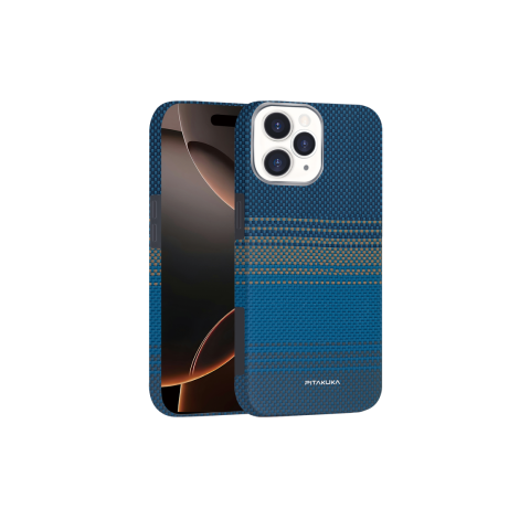 iPhone 16 Pro Max - Husa iPhone 16 Pro Max » Aramid PTK Kevlar Fiber, cu MagSafe, Moonrise BLUE