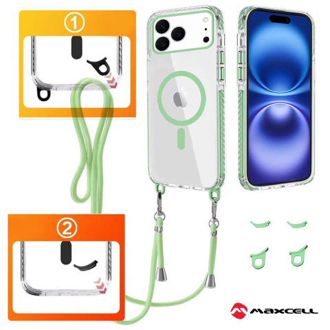 iPhone 16 Pro Max - Husa iPhone 16 Pro Max MagFrame Camera Protect MagSafe, Clear/Green frame