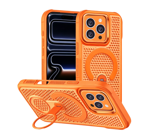 iPhone 16 Pro Max - Husa iPhone 16 Pro Max MeshMag KickStand MagSafe, Orange