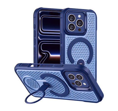 iPhone 16 Pro - Husa iPhone 16 Pro MeshMag KickStand MagSafe, Blue