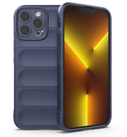 iPhone 16 - Husa iPhone 16 Wave Grip Microfiber ShockProof, Navy Blue