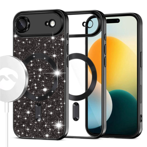 iPhone 17 Air - Husa iPhone 17 Air MagSparks Glitter MagSafe, Black