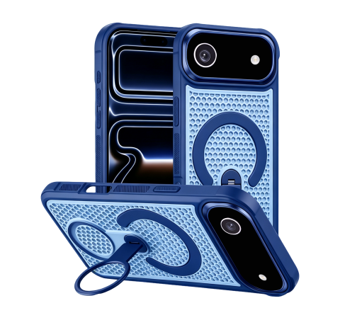 iPhone 17 Air - Husa iPhone 17 Air MeshMag KickStand MagSafe, Blue