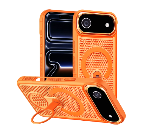 iPhone 17 Air - Husa iPhone 17 Air MeshMag KickStand MagSafe, Orange
