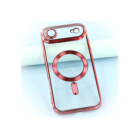Huse telefoane - Husa iPhone 17 Air » Plating MagCase, TPU Clear, frame RED