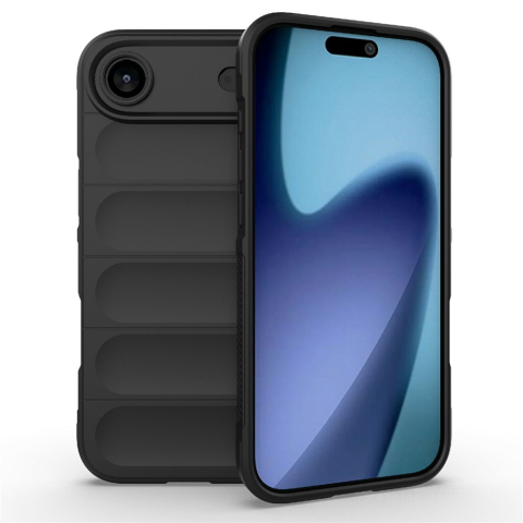 iPhone 17 Air - Husa iPhone 17 Air Wave Grip Microfiber ShockProof, Night Black